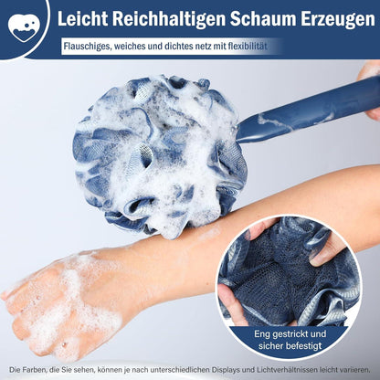 Badeschwamm Duschschwamm Set Peeling Schwamm Rückenbürste mit 42cm