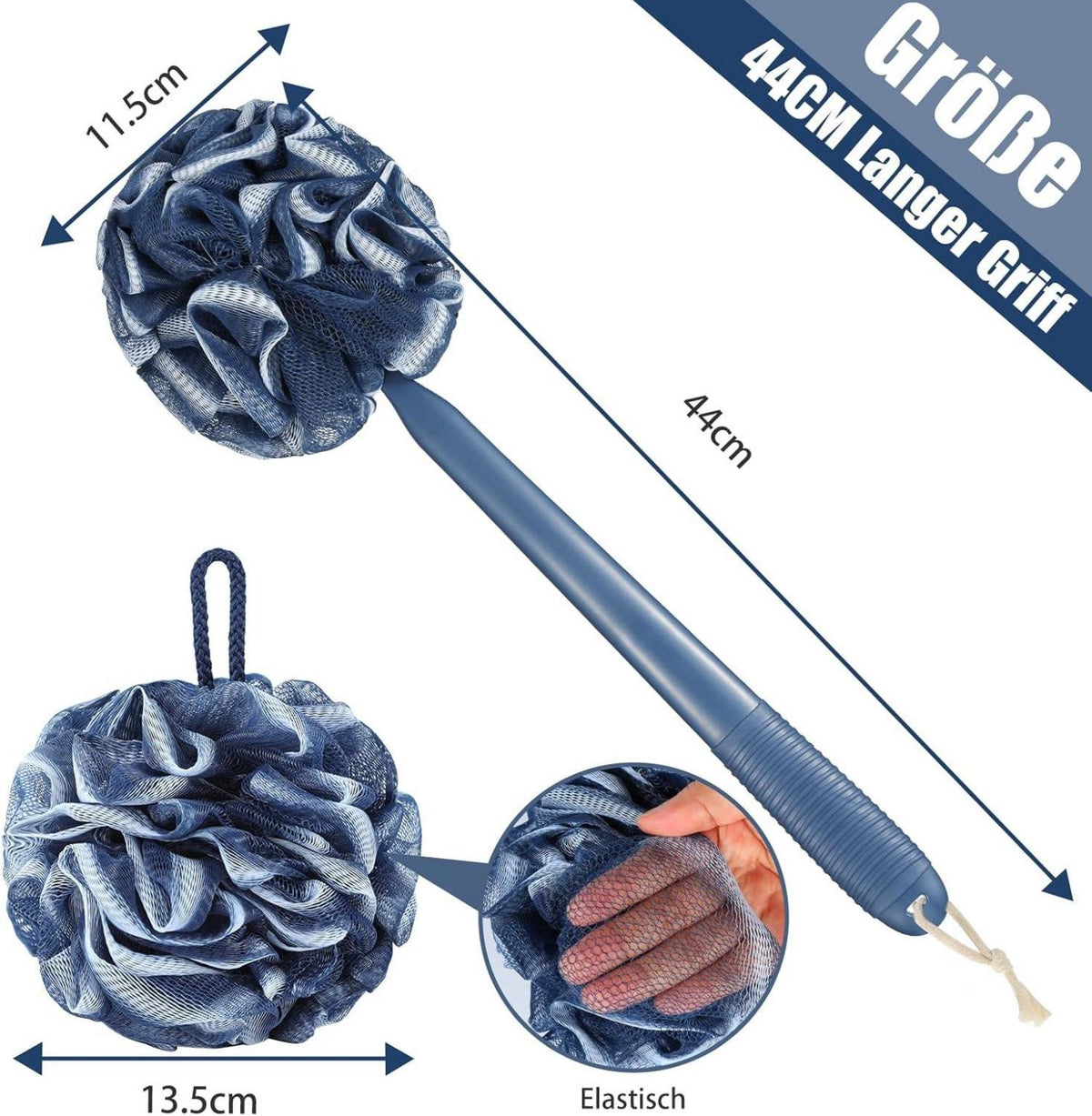 Peeling Schwamm Set Badeschwamm Duschschwamm Rückenbürste Luffa Blau
