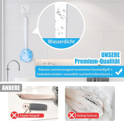Duschschwamm Set mit Rückenbürste und Luffa Peeling Schwamm