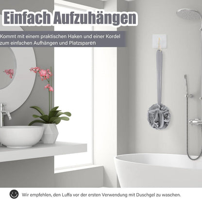 Badeschwamm Duschschwamm Set Peeling Schwamm Rückenbürste Luffa-Grau