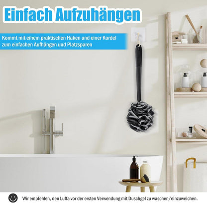 Badeschwamm Duschschwamm Set Peeling Schwamm Rückenbürste 42cm
