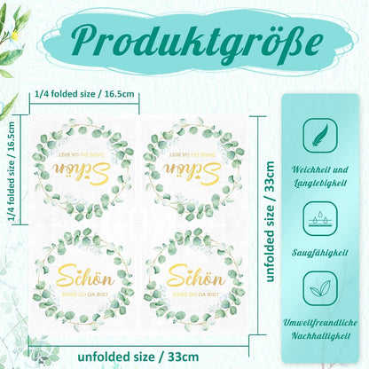 Eukalyptus Grüne Servietten 80 Stück 3-lagig Happy Birthday