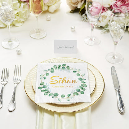 3-Lagige Servietten Eukalyptus Grün 80Stück Hochzeit Geburtstag