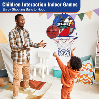 Basketballkorb mit Dartscheibe für Kinder, 2-in-1 Indoor Outdoor Spielzeug