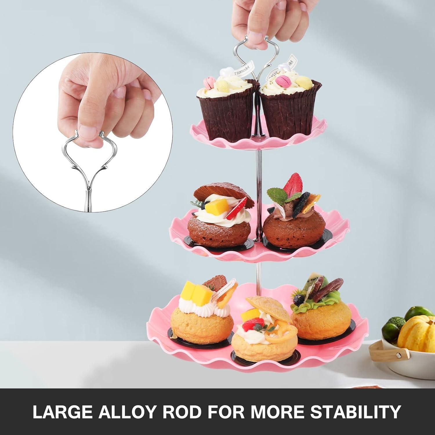 3-stöckiger Cupcake Kuchenständer Dessert Display Servierplatte Blume Rose