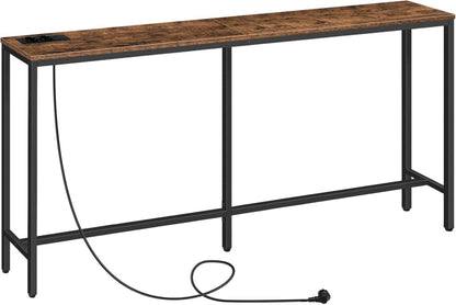 Konsolentisch mit Ladestation USB-Anschlüssen Vintagebraun 160cm