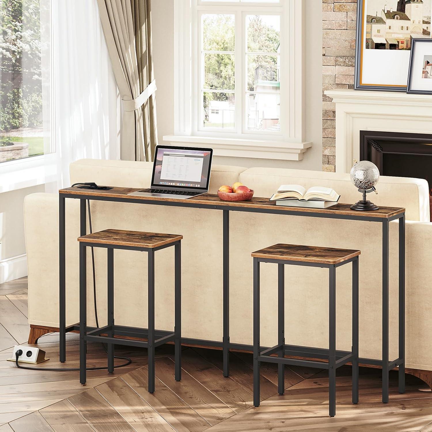 Konsolentisch mit Ladestation 160cm schmaler Sofatisch
