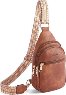 Damen Bauchtasche Sling Crossbody Bag Kunstleder Braun