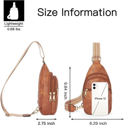 Damen Bauchtasche Sling Crossbody Bag Kunstleder Braun