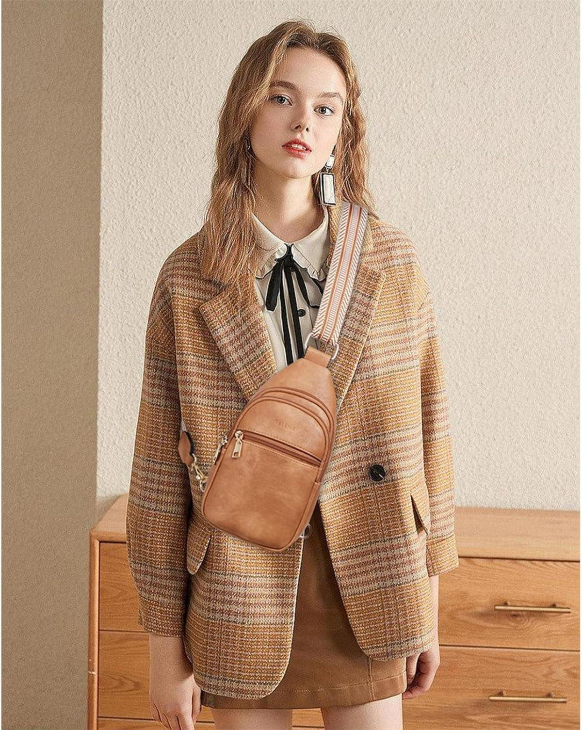 Telena Damen Bauchtasche Sling Rucksack Umhängetasche