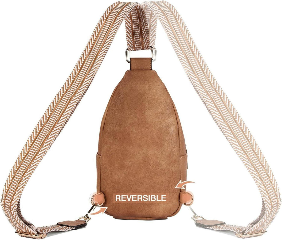 Telena Damen Bauchtasche Sling Rucksack Crossbody Bag Kunstleder Hellbraun