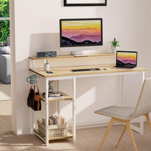 120x55 cm Schreibtisch Holz mit Regal Monitorständer Eiche