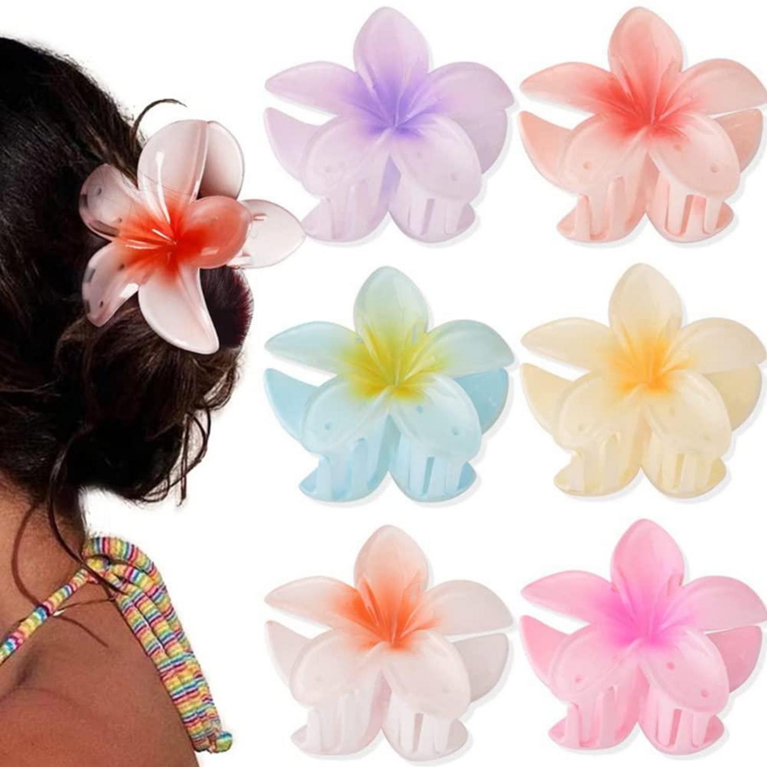 6 Stück Blumen Haarklammer Acryl Große Haarspangen haftend - Frauen