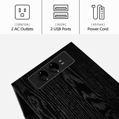 Couchtisch mit Ladestation LED-Sensorleuchte Beistelltisch Schwarz