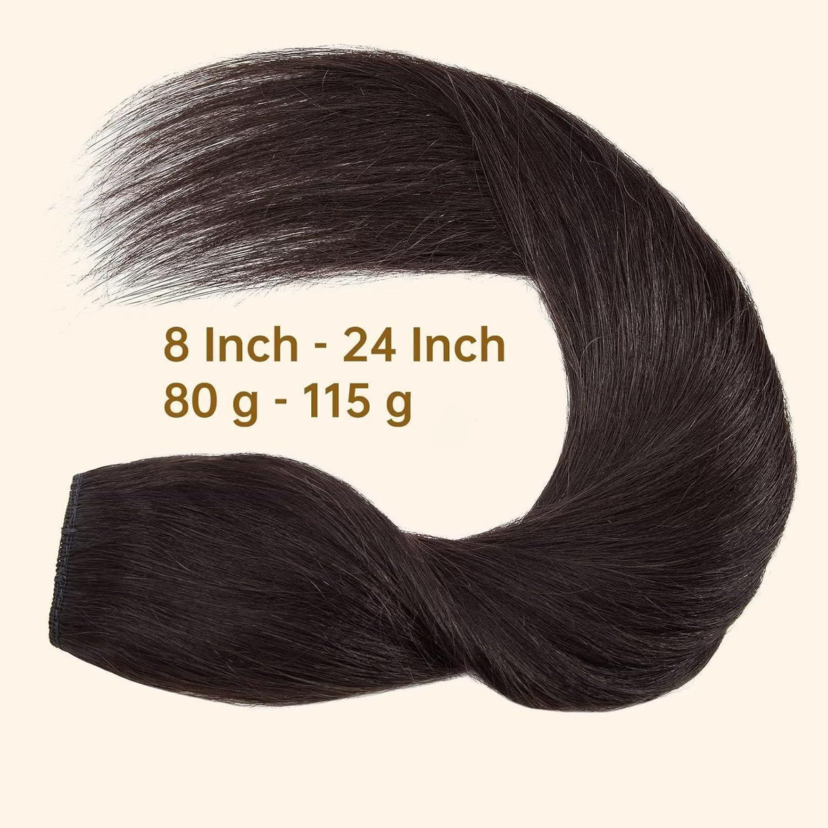 Clip in Echthaar Haarverlängerung Schwarz 55 cm
