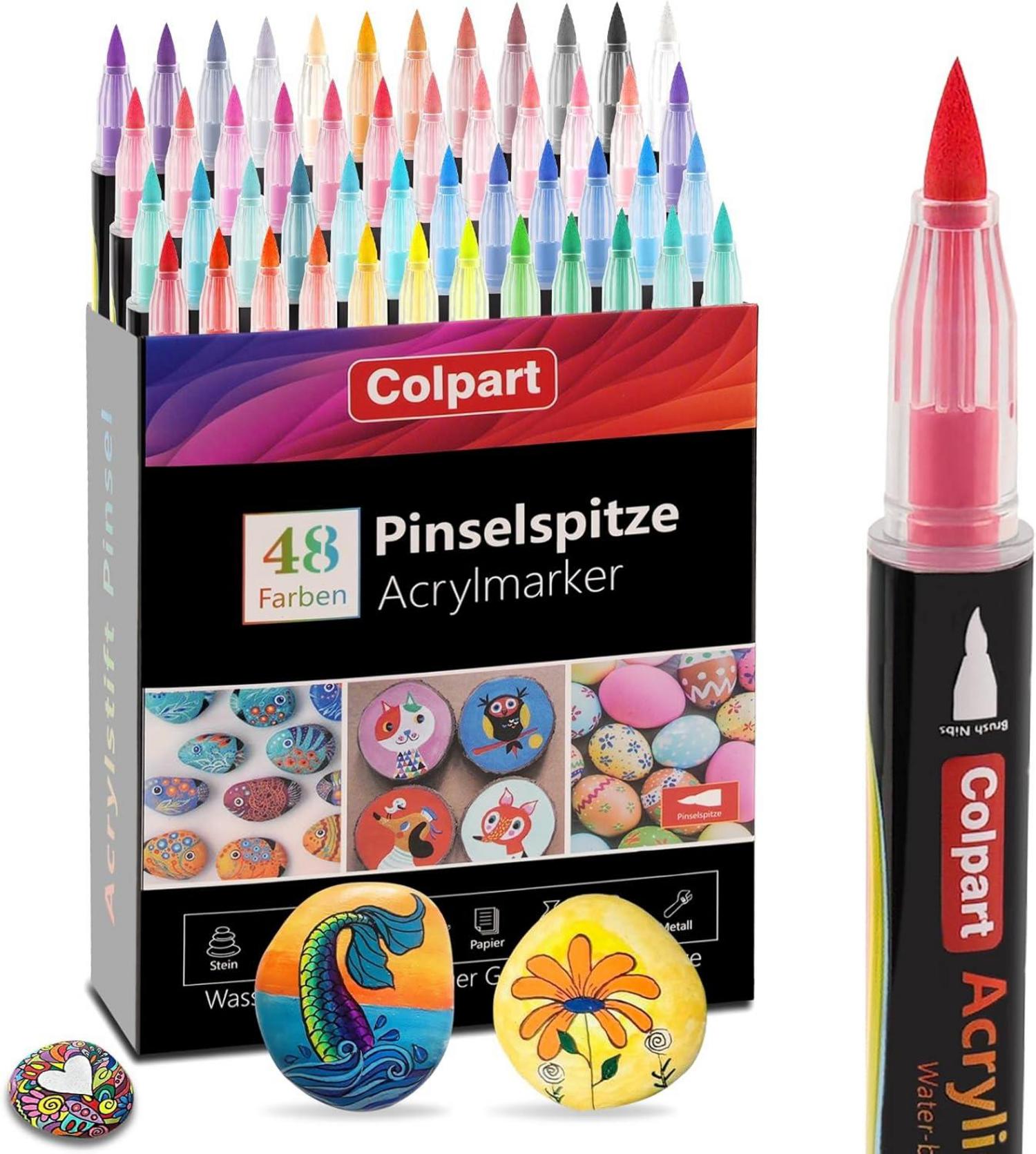 Acrylstifte 48Farben Wasserfest Marker Set Steine Holz DIY