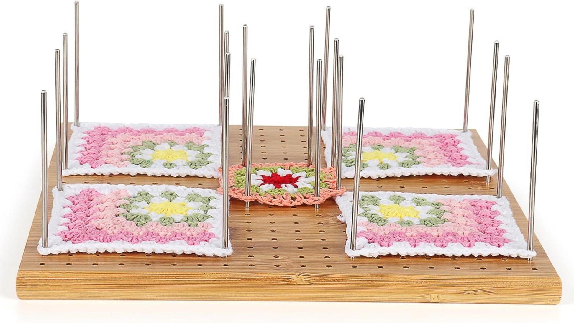Häkelblocker Board Groß Holz 28x28 cm Feste Stifte Bambus Sperrbrett