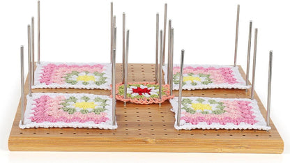 Häkelblocker Board Groß Holz 28x28 cm Feste Stifte Bambus Sperrbrett