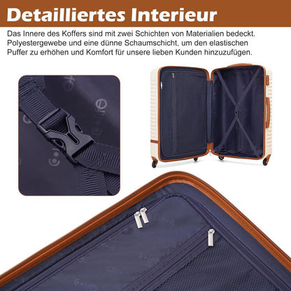 Hartschalen Koffer Set 3tlg Blau Braun ABS Trolley 4 Rollen