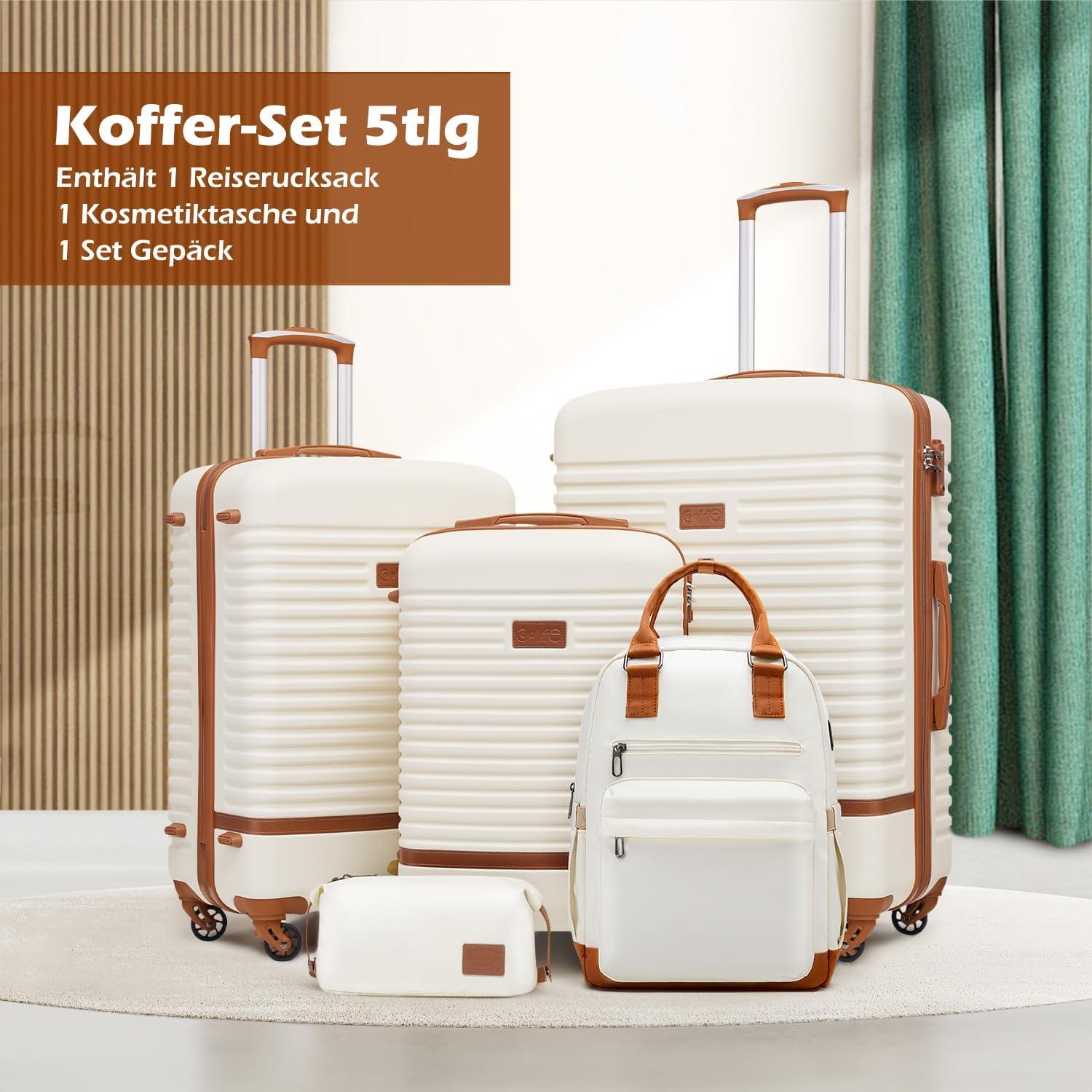 COOLIFE Koffer Set 5tlg ABS Hartschale 4 Rollen TSA-Schloss
