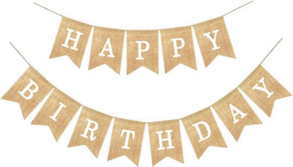 Happy Birthday Vintage Sackleinen Banner Wimpelkette DIY Deko