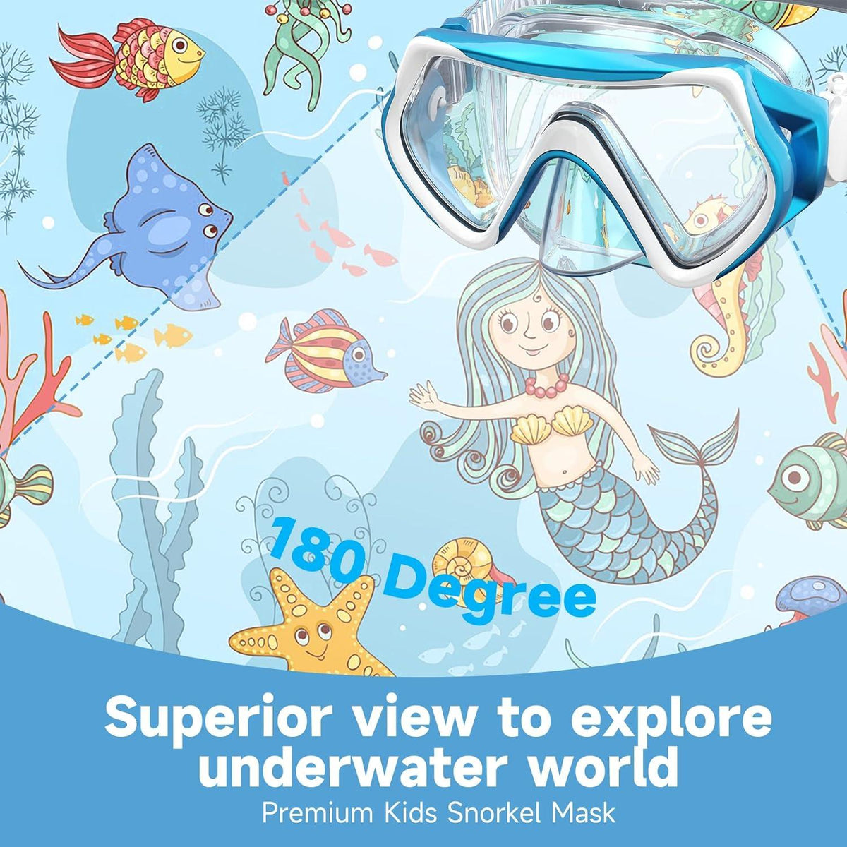 Kinder Taucherbrille Schwimmbrille Schnorchelmaske 180° Panorama HD Anti-Nebel
