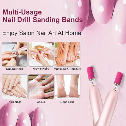 300 Stück Schleifhülsen Nagelfräser 80/120/150/180/240 Grit mit 2 Stück Nagelbohrer