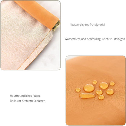 4er Set Brillenetui, Weiches PU Leder, Damen Sonnenbrillen Etui, Wasserdicht & Tragbar