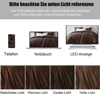 Bettwäsche 200x220 Braun weich knitterfrei Reißverschluss 2er-Set