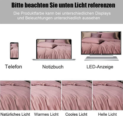 Bettwäsche 200x220 Rosa weich bügelfrei knitterfrei Set 80x80cm