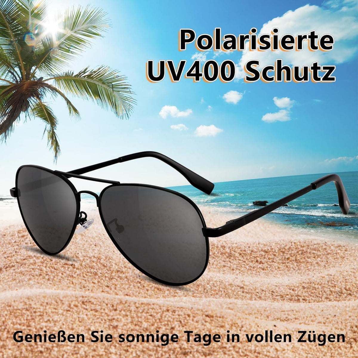 Pilotenbrille polarisiert mit UV400 Schutz – Gold / Grau