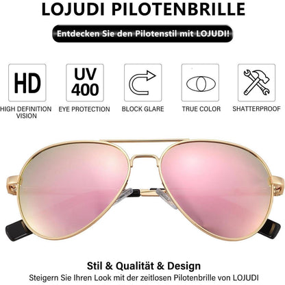 Pilotenbrille polarisiert, UV400 Schutz, Gold / Rosa Verspiegelt