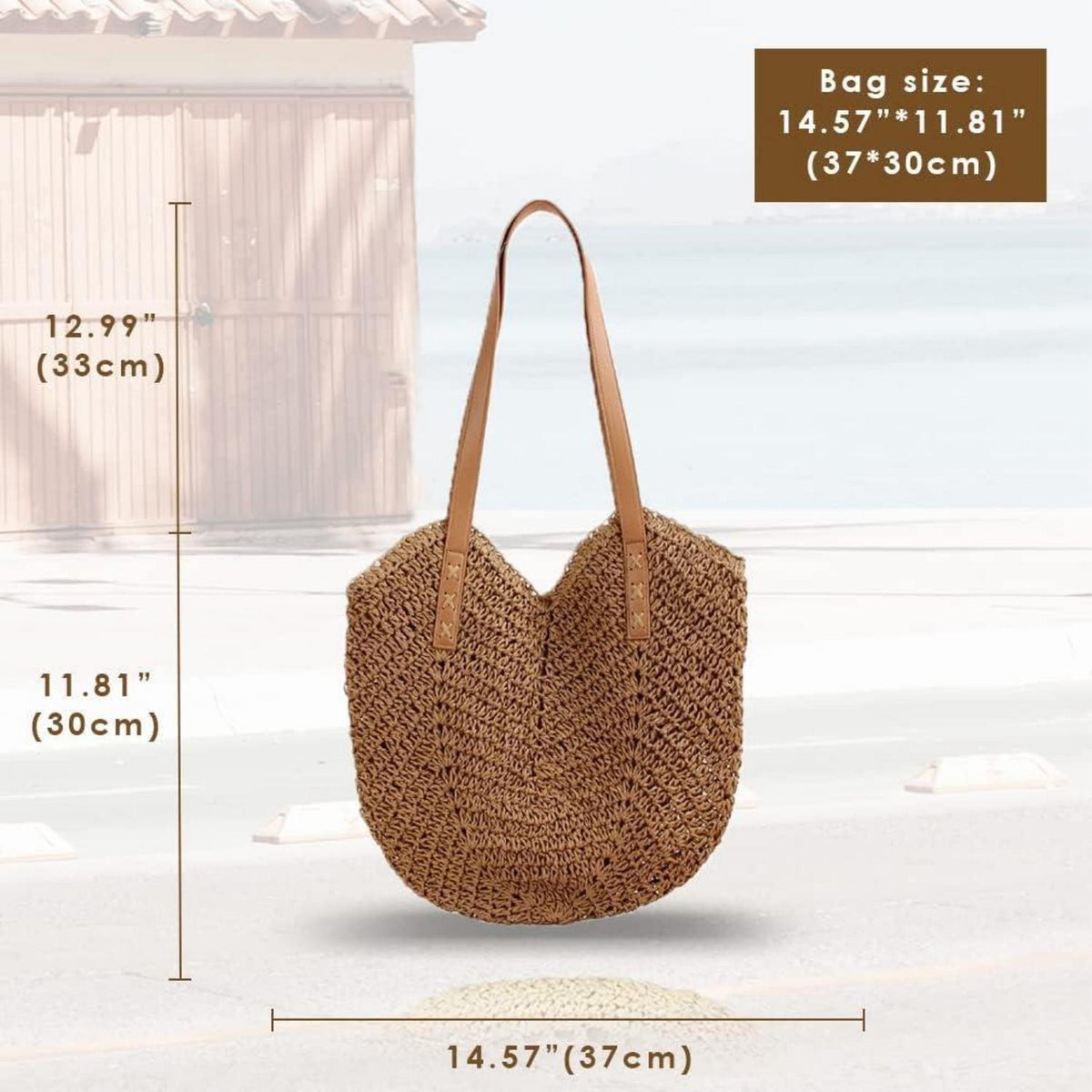 Strohhandschuh Damen Groß Sommer Strandtasche Boho Stil X-beige