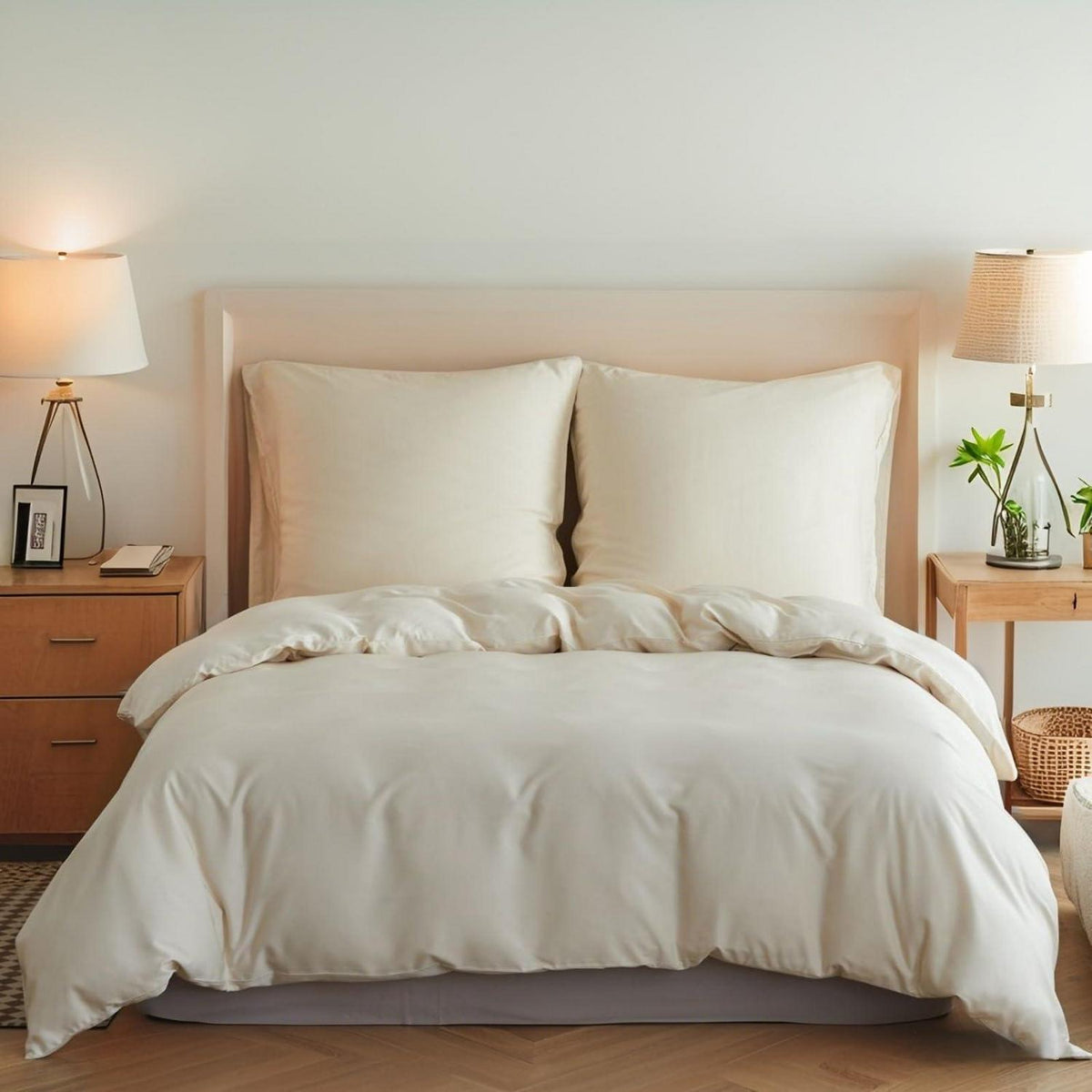 Bambus Bettwäsche-Set 220x240 cm, Beige – Seidig Weich & Kühl
