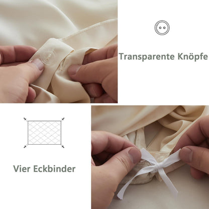 Bambus Bettwäsche-Set 220x240 cm, Beige – Seidig Weich & Kühl