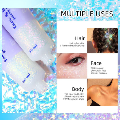 Glitter Gel Face Body Chunky Sequins Shimmer Makeup - Pink