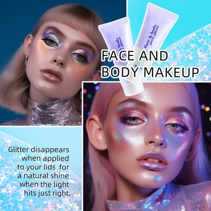 Holographic Face Body Glitter Gel Sequins Shimmer Makeup 50ml Pink