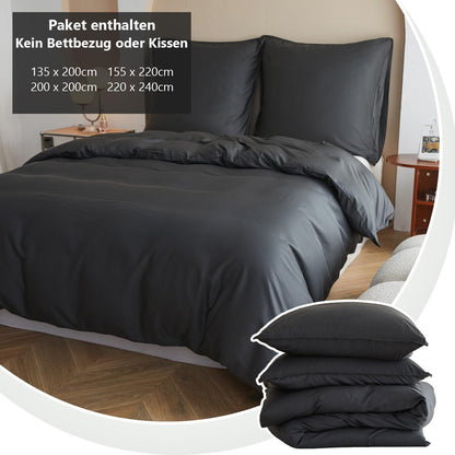 Bambus Bettwäsche-Set 200x200 cm Dunkelgrau – Seidig Weich & Kühl