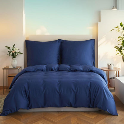 Bambus Bettwäsche-Set Dunkelblau 220x240 cm – Seidig Weich & Kühl