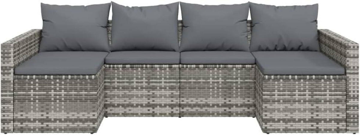 vidaXL Garten Lounge Set 2-tlg. Grau Poly Rattan Sofagarnitur mit Kissen