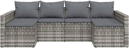 vidaXL Garten Lounge Set 2-tlg. Grau Poly Rattan Sofagarnitur mit Kissen