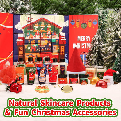 BODY & EARTH Wellness Adventskalender für Frauen mit 24 SPA Produkte Geschenkset