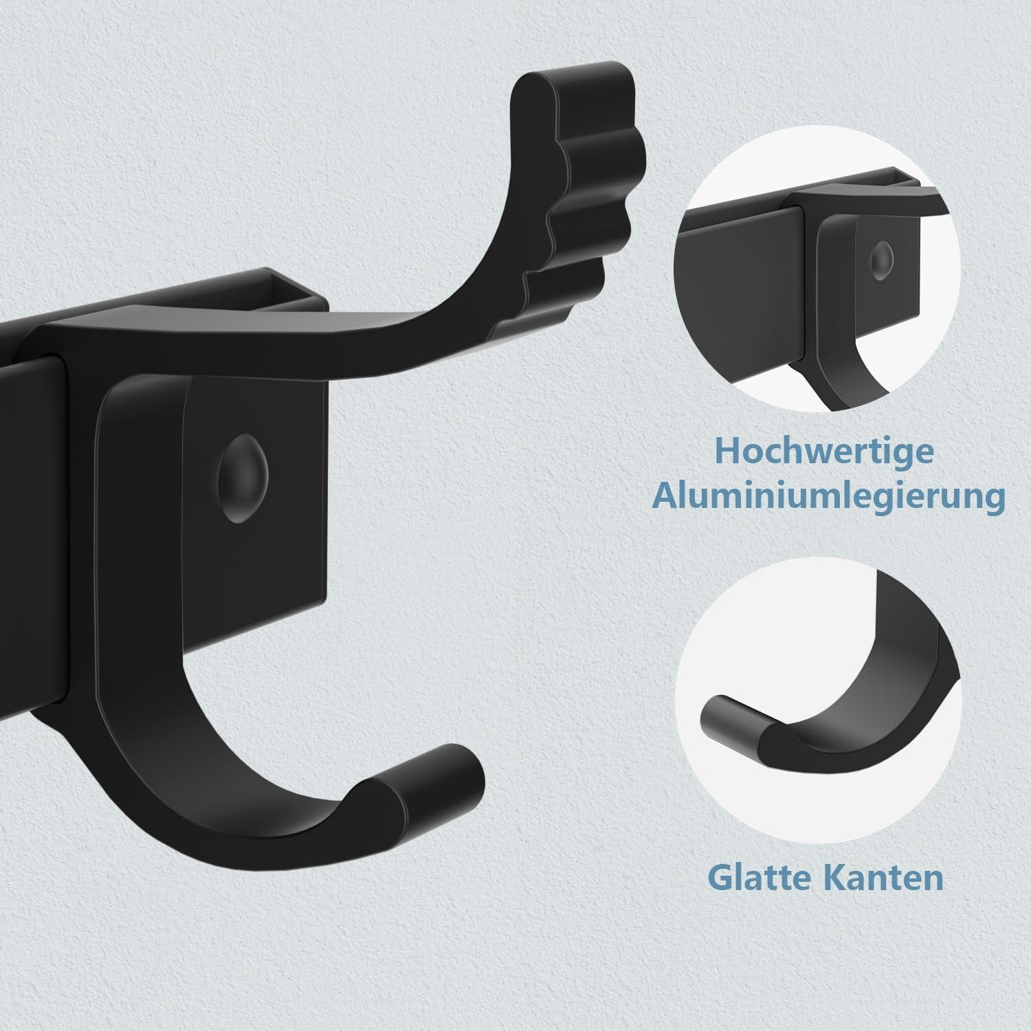 Kleiderhaken Wandmontage Selbstklebende 5 Doppel-Wandhaken 30cm Schwarz 2er Pack