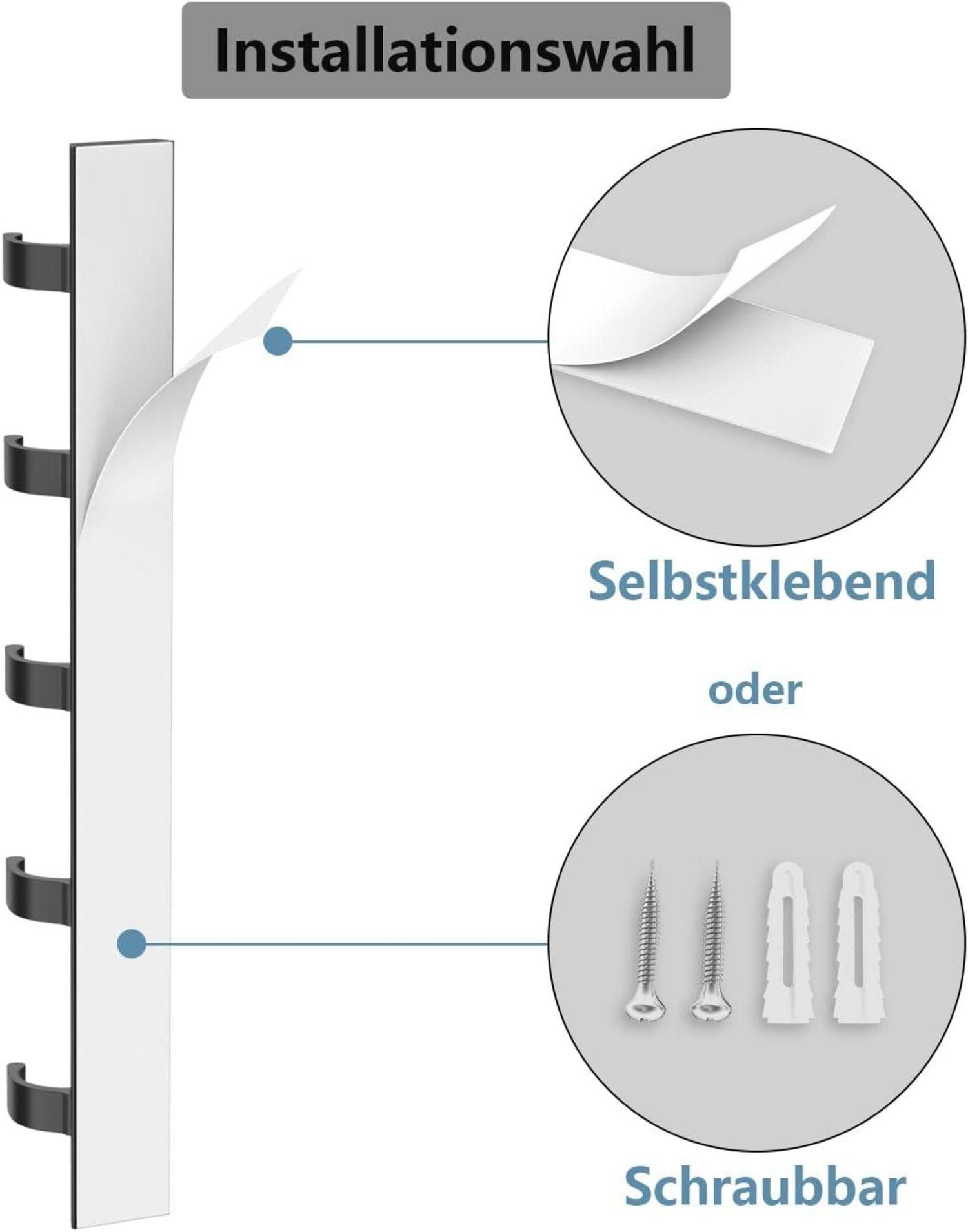 Wandhaken 30cm Schwarz 2er Pack selbstklebend modern robust