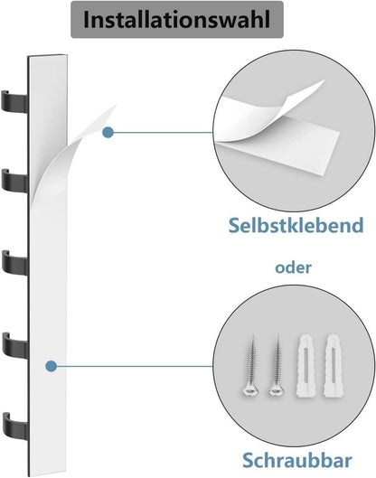 Wandhaken 30cm Schwarz 2er Pack selbstklebend modern robust