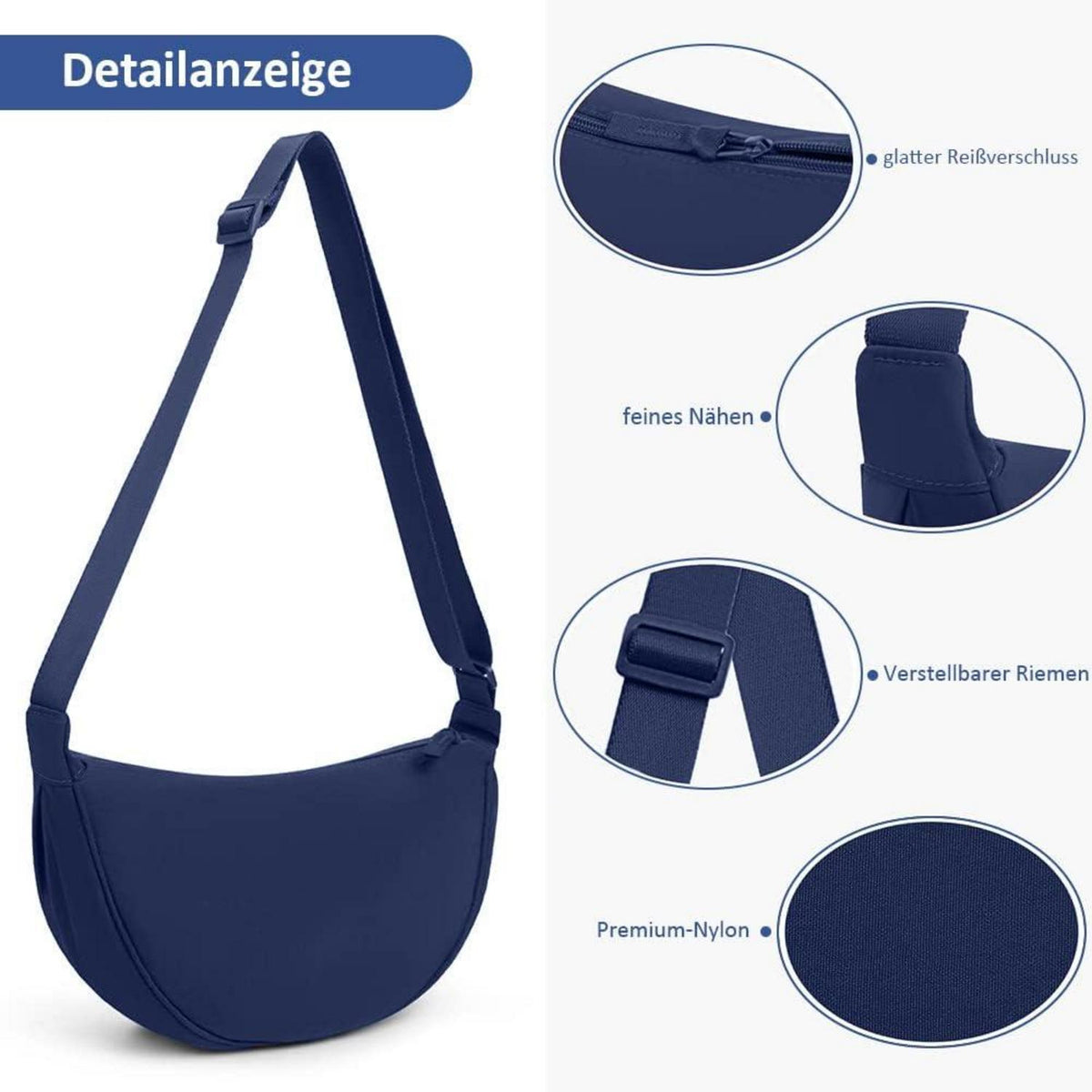 Damen Halbmond Crossbody Schultertasche Hobo Casual Umhängetasche