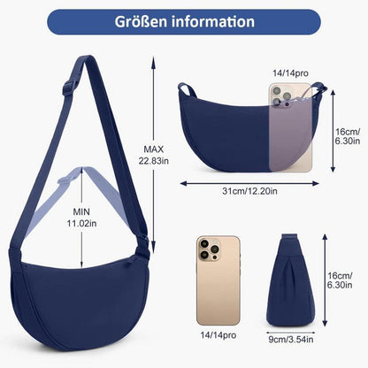 Damen Halbmond Crossbody Schultertasche Hobo Umhängetasche Dunkelblau