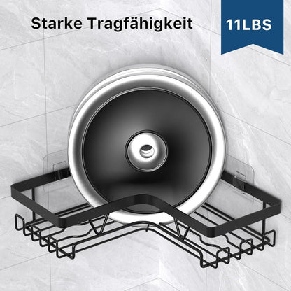 Duschablage Ecke Edelstahl Schwarz 2 Stück ohne Bohren