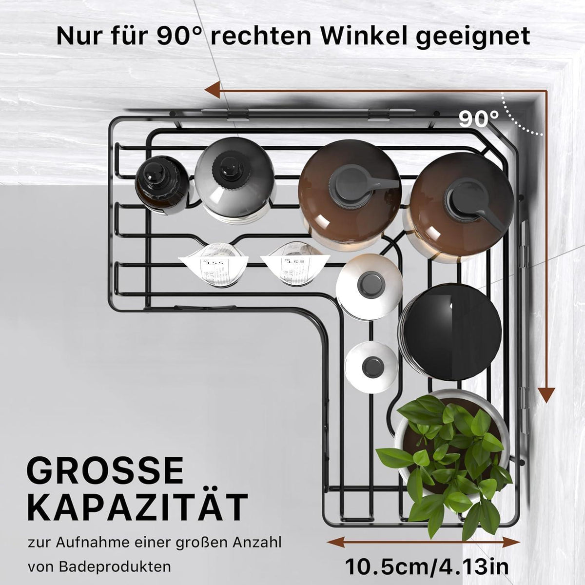 Duschablage Ecke Edelstahl Schwarz 2 Stück ohne Bohren