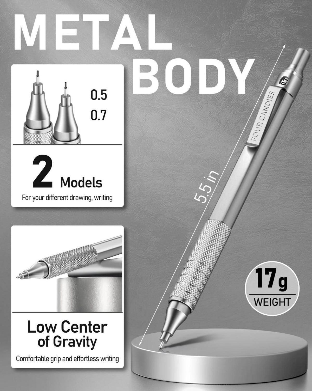 Mechanische Druckbleistifte Set mit 0.5mm & 0.7mm, Etui & 360 HB
